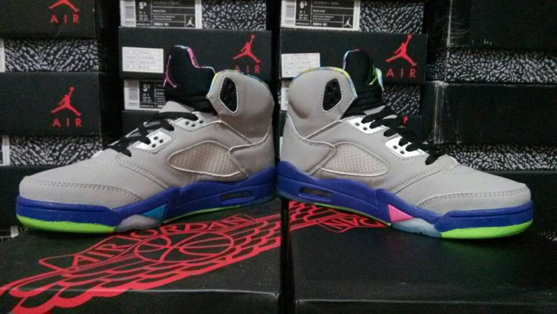Air Jordan 5 Mens Shoes Black/Gray/Blue/Green Online